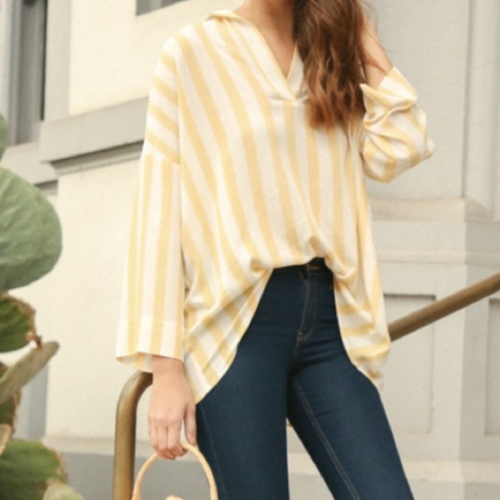 Umgee oversized yellow striped tunic top small